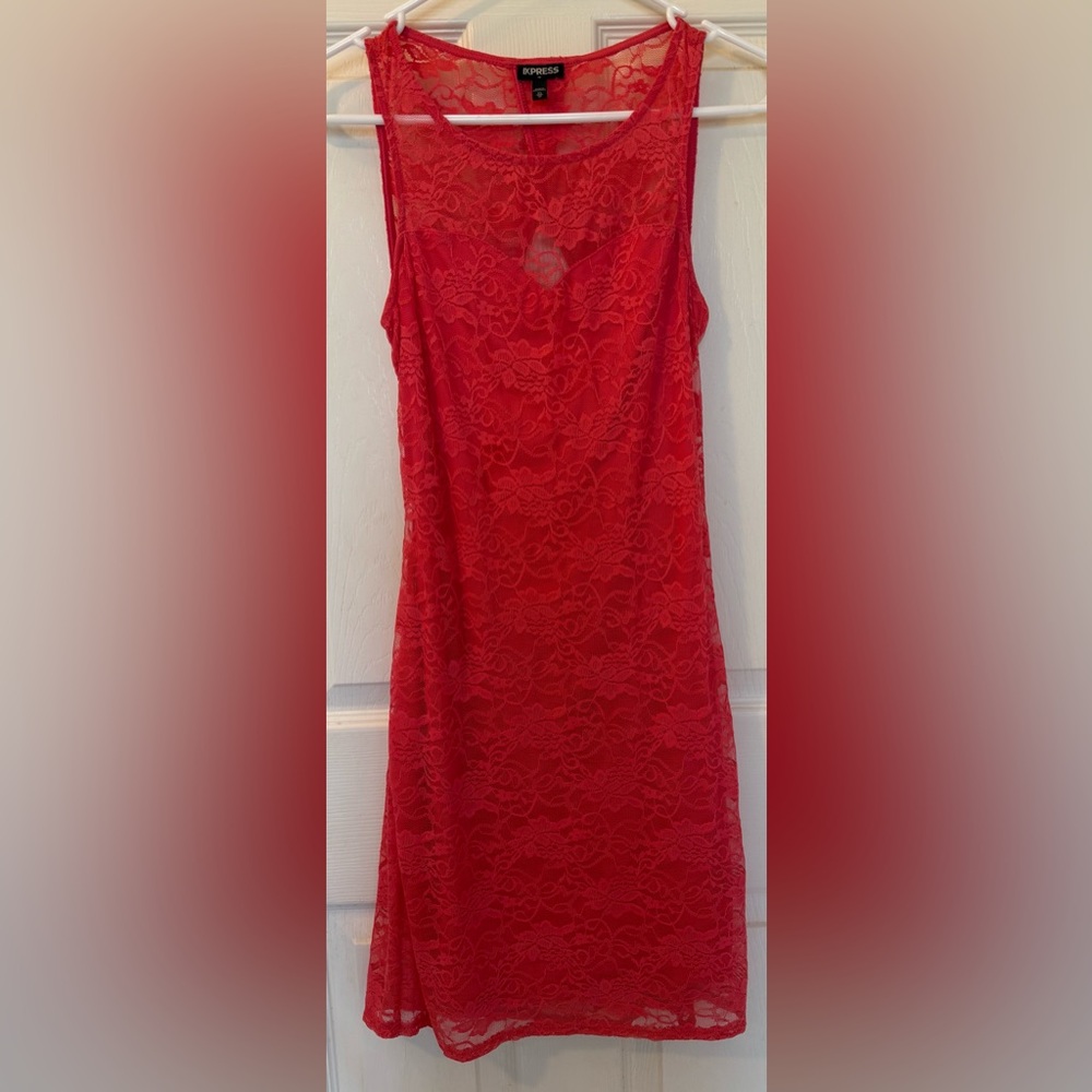 Express Pink Lace Backless Dress